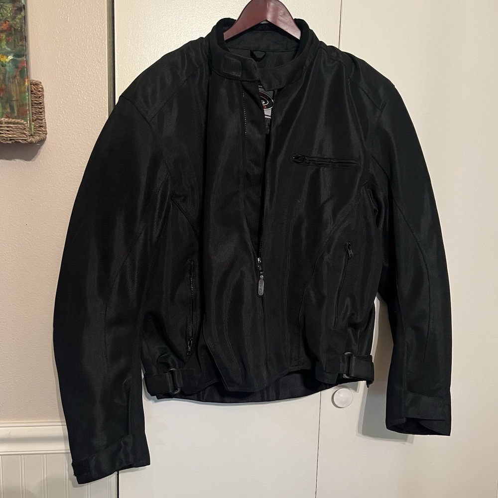 River Road Mesh Motorcycle‎ Jacket Men's 3XL Black Textile Riding Armor & Liner